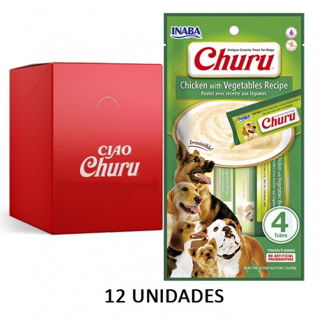 Churu Perro Receta Pollo Vegetales 4P X 12 U