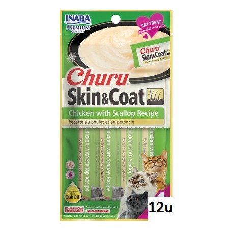 Churu Gato Skin Coat Receta Pollo/Vieira 12 U